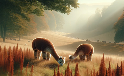 Spokojne alpaki w Alpakowym Zaciszu, Bobolin koło Szczecina